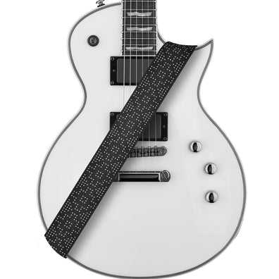 AMUMU White Dots Guitar Strap Black Polyester Cotton -PC12P-BK